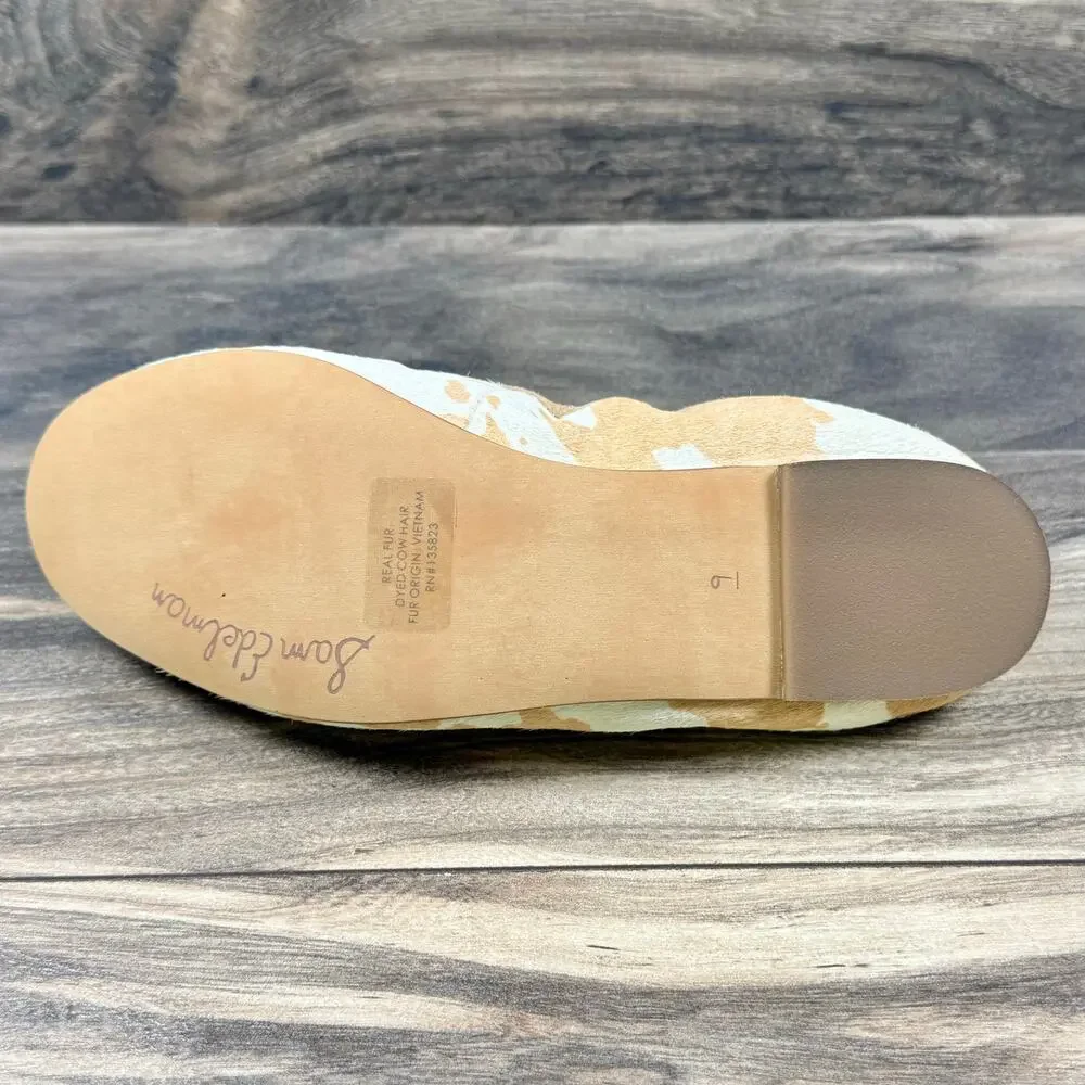 NIB Sam Edelman Felicia 9M Ballet Flats Printed Calf Hair Natural Ivory - Picture 7 of 9